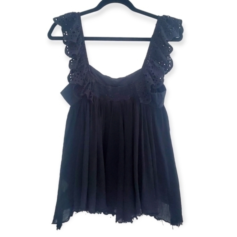 Anama Black Eyelet Tank Top